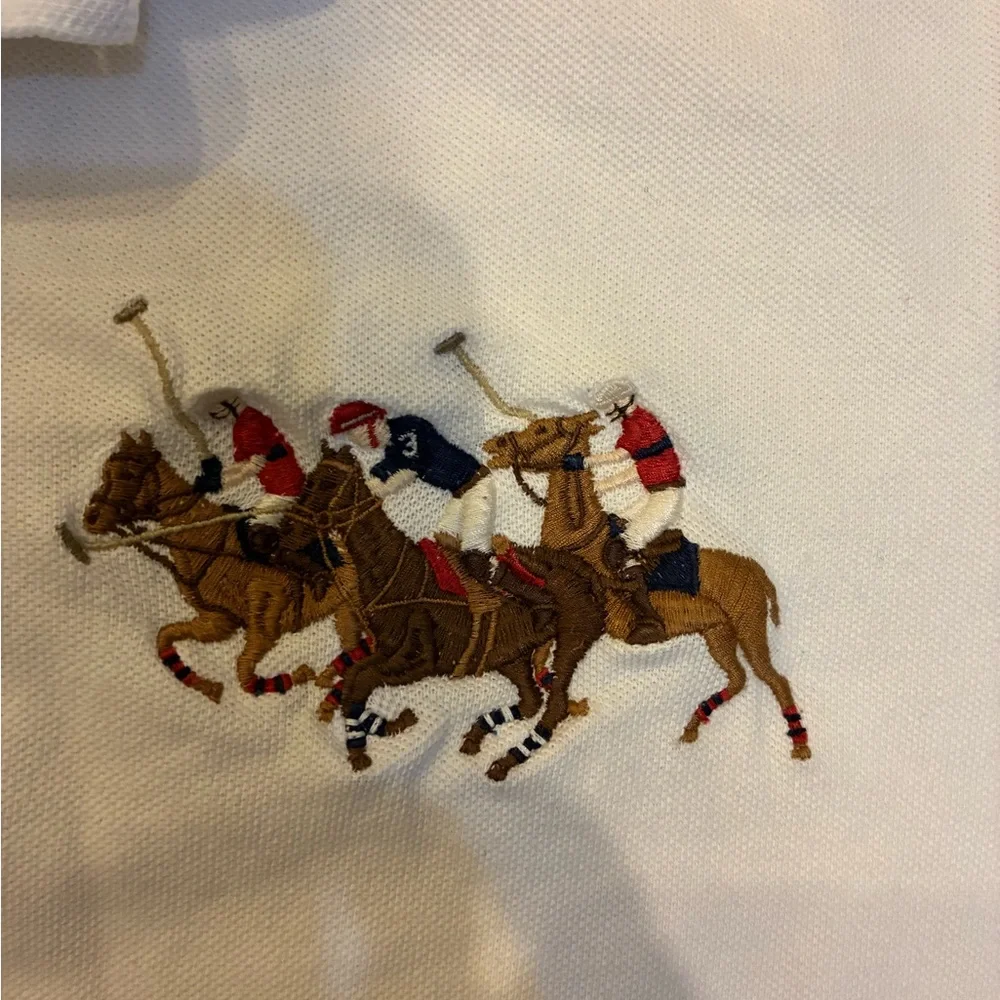 Polo Ralph Lauren White Men’s Polo Shirt with Embroidered Polo Player stampede